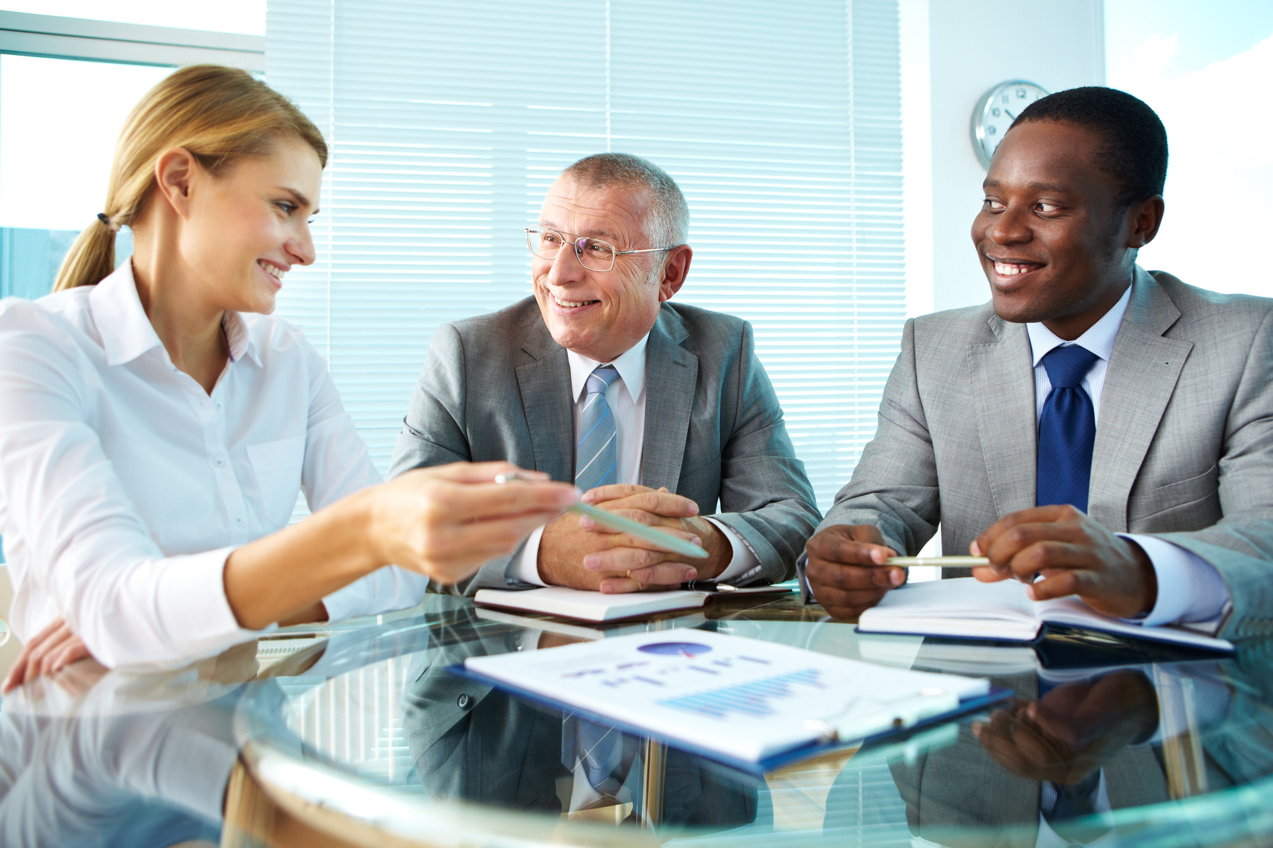 Business leaders in discussion with IT consultant