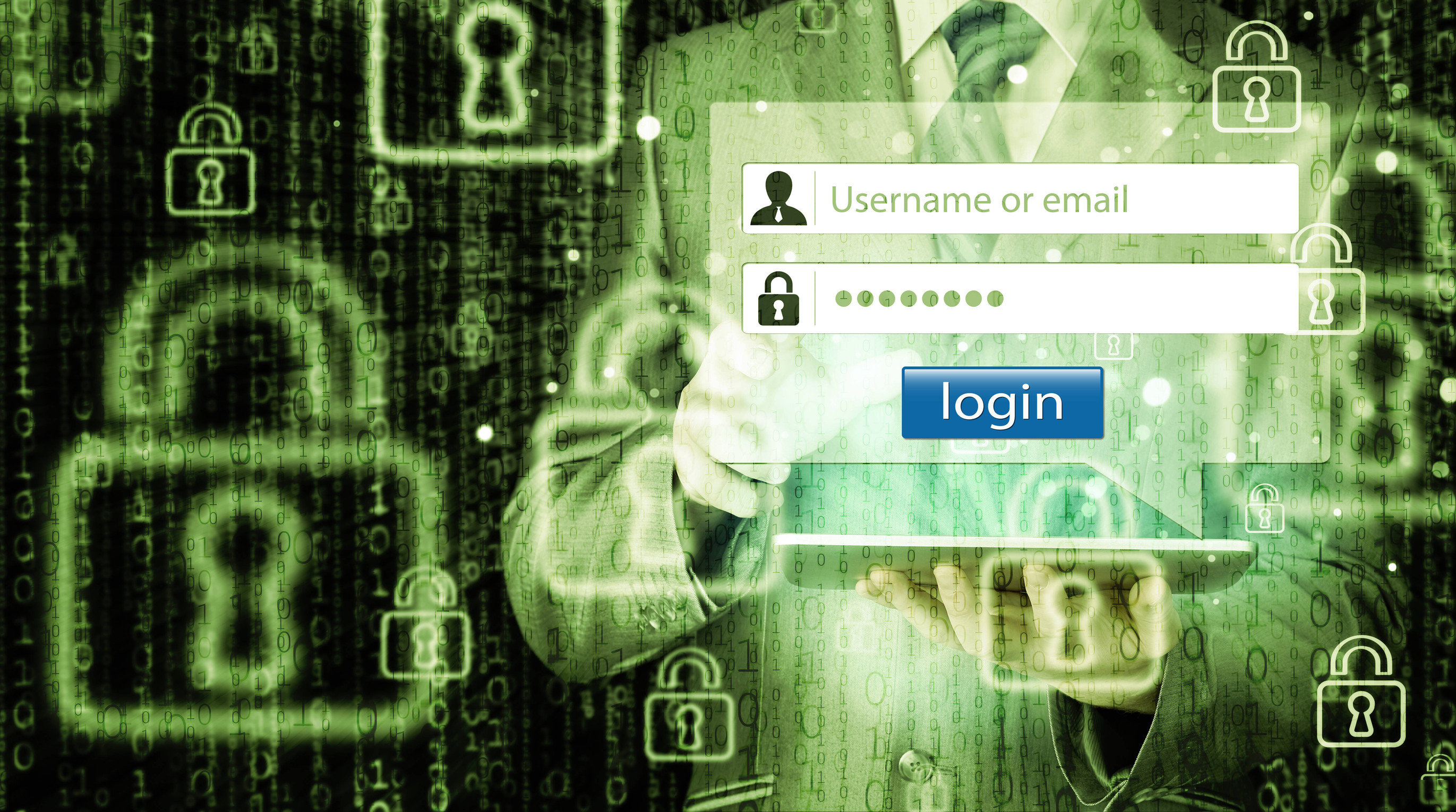 Secure login screen with data visualisations in background