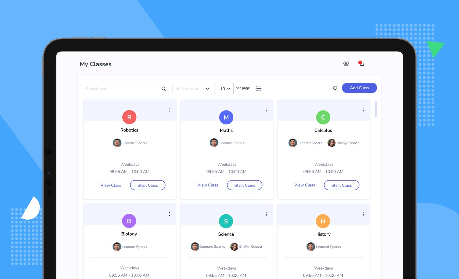 Teacher managing class through mobile dashboard